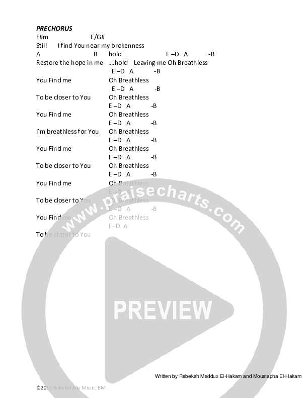 Breathless Chords & Lyrics (Rebekah Maddux El-Hakam)