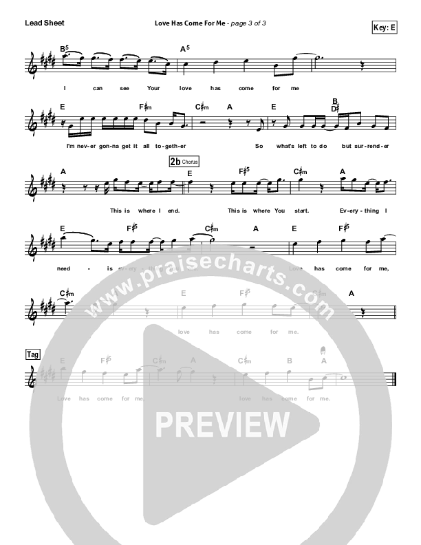 Love Has Come For Me Lead (SAT) (Colton Dixon)