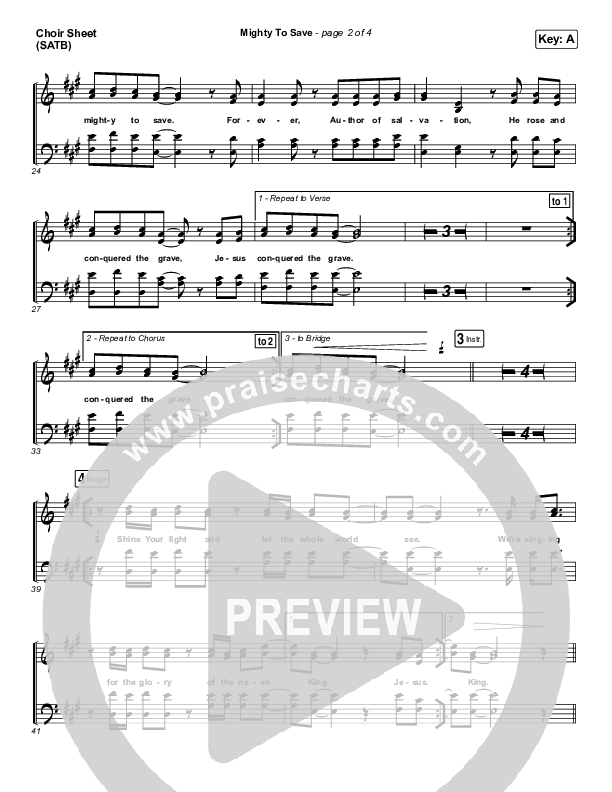 Mighty To Save Choir Vocals (SATB) (Hillsong Worship)