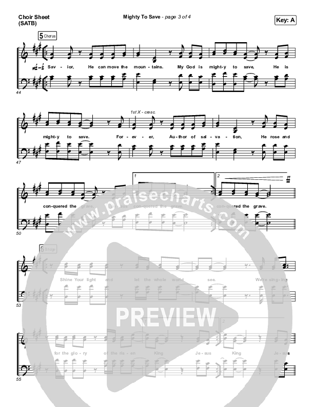 Mighty To Save Choir Sheet (SATB) (Hillsong Worship)