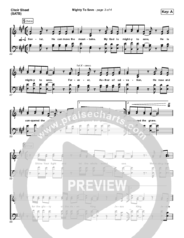 Mighty To Save Choir Vocals (SATB) (Hillsong Worship)