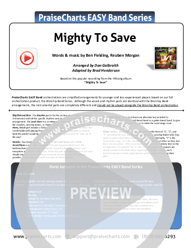 Mighty To Save Cover Sheet (Hillsong Worship)