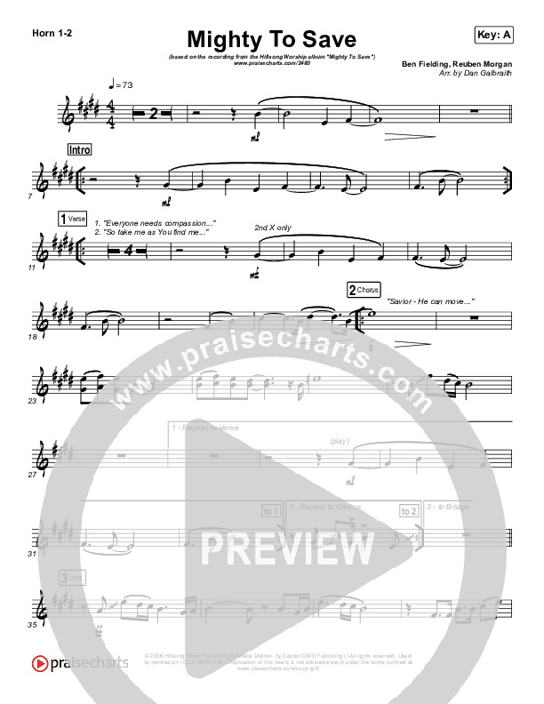 Mighty To Save French Horn 1/2 (Hillsong Worship)