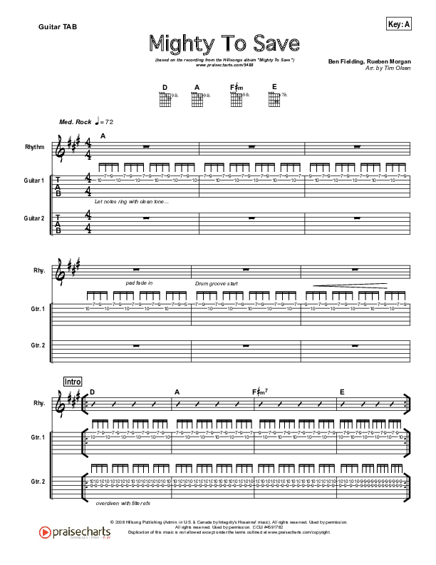 Mighty To Save Guitar Tab (Hillsong Worship)