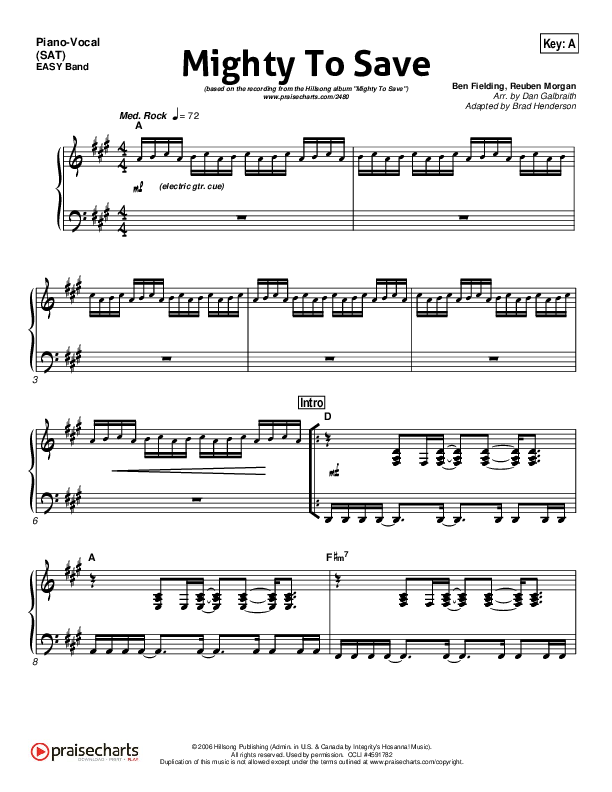 Mighty To Save Piano/Vocal (Hillsong Worship)
