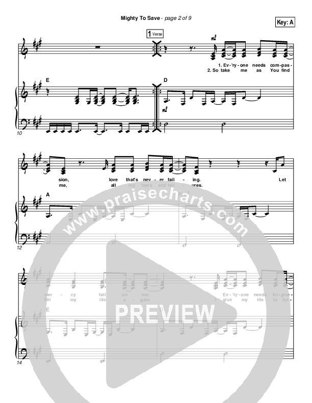 Mighty To Save Piano/Vocal (Hillsong Worship)