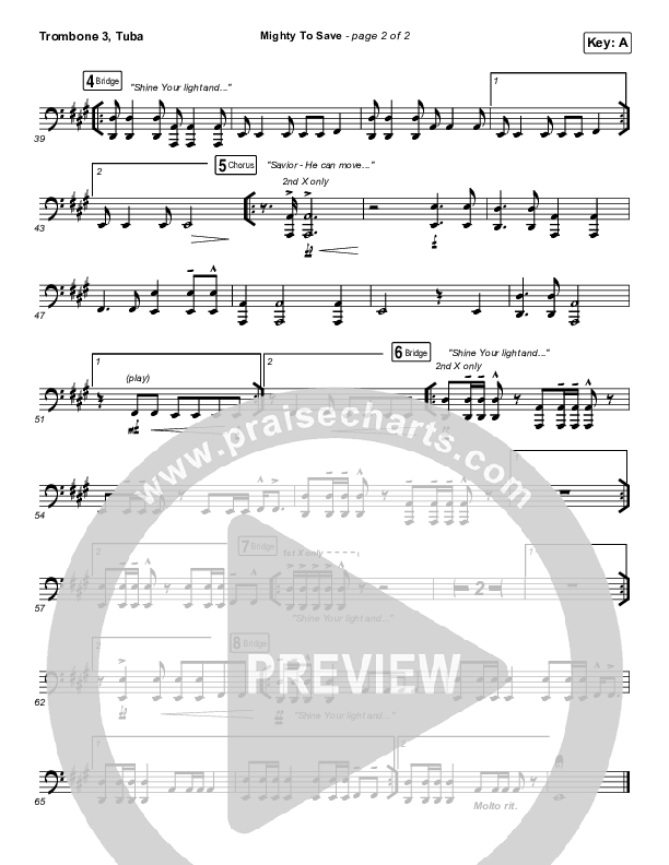 Mighty To Save Trombone 3/Tuba (Hillsong Worship)