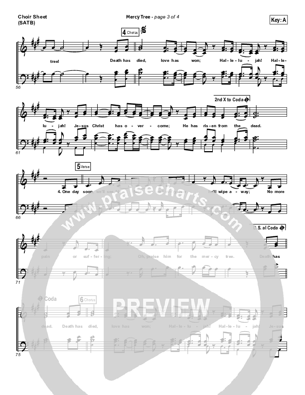 Mercy Tree Choir Sheet (SATB) (Lacey Sturm)