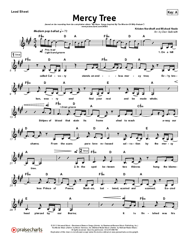 Mercy Tree Lead Sheet (Lacey Sturm)