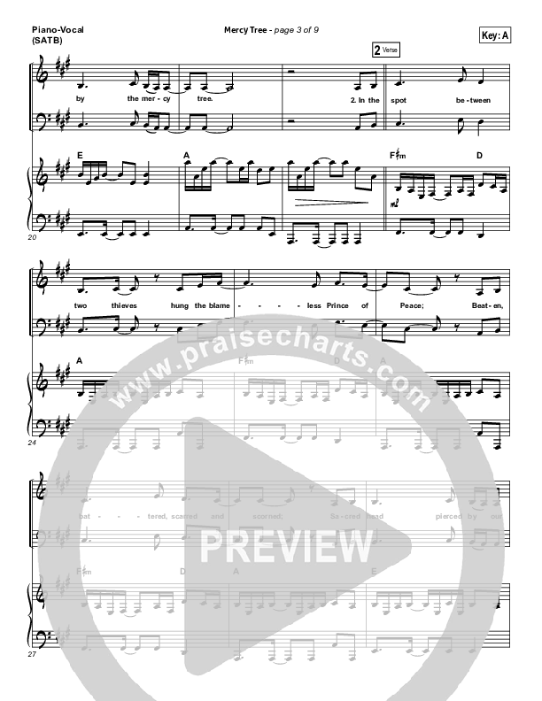 Mercy Tree Piano/Vocal (SATB) (Lacey Sturm)