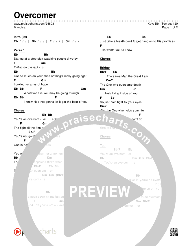 Overcomer Chords & Lyrics (Mandisa)