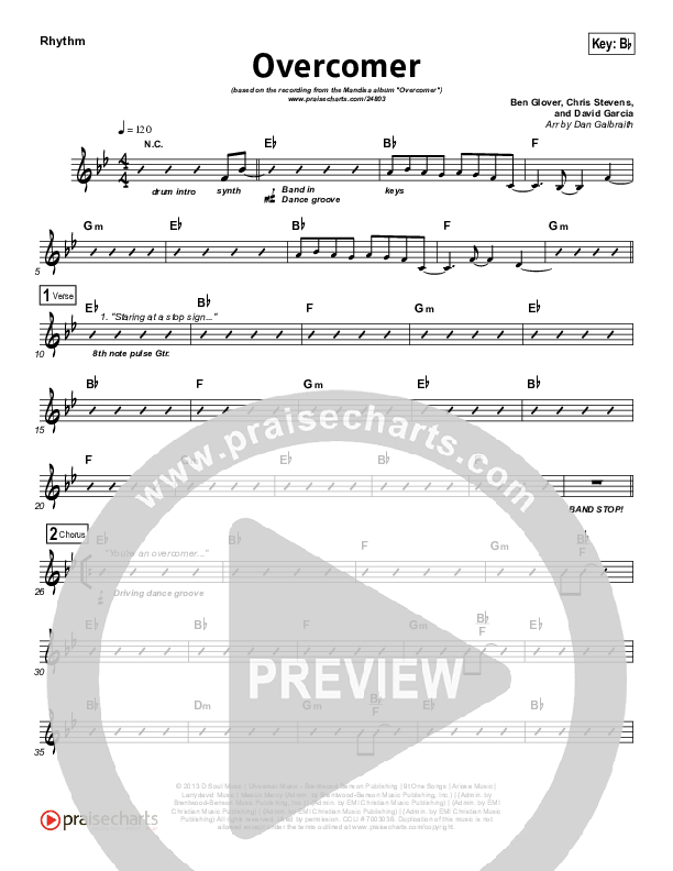 Overcomer Rhythm Chart (Mandisa)