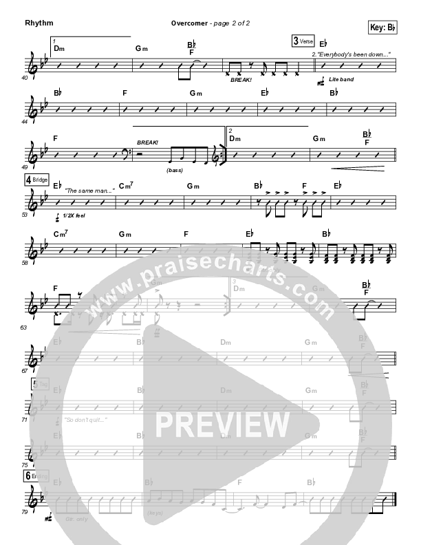 Overcomer Rhythm Chart (Mandisa)