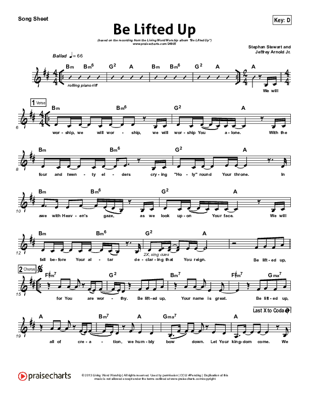 Be Lifted Up Lead Sheet (Living Word Worship)