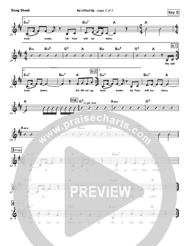 Be Lifted Up Lead Sheet (Living Word Worship)