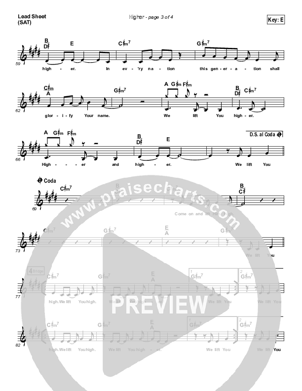 Higher Lead Sheet (SAT) (Living Word Worship)