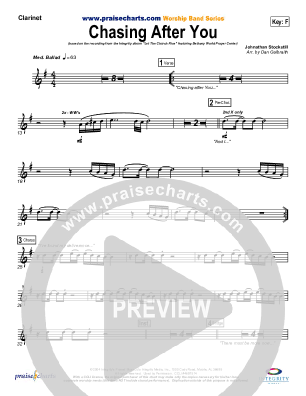 Chasing After You Clarinet (Bethany Music / Jonathan Stockstill)