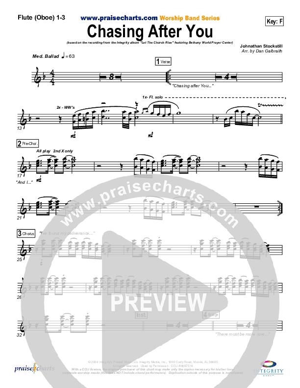 Chasing After You Flute/Oboe 1/2/3 (Bethany Music / Jonathan Stockstill)