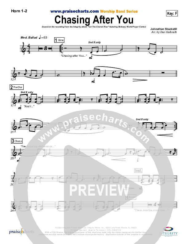 Chasing After You French Horn 1/2 (Bethany Music / Jonathan Stockstill)