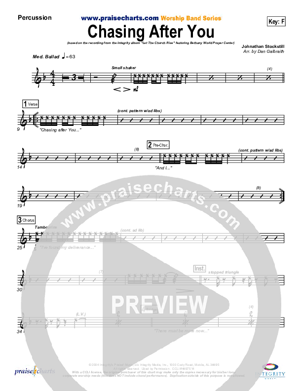Chasing After You Percussion (Bethany Music / Jonathan Stockstill)