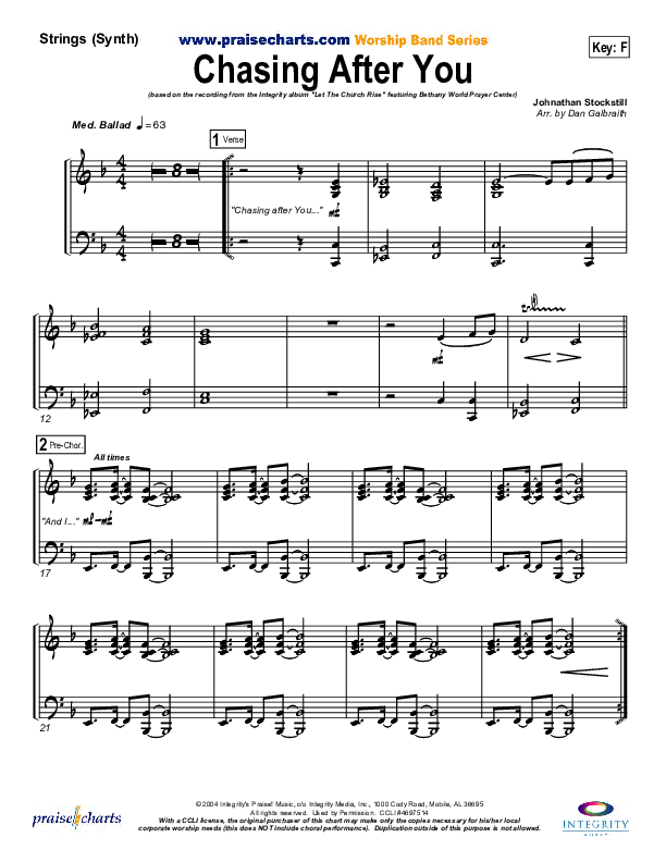 Chasing After You Synth Strings (Bethany Music / Jonathan Stockstill)