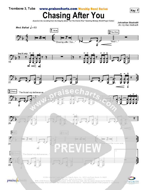 Chasing After You Trombone 3/Tuba (Bethany Music / Jonathan Stockstill)