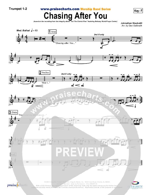 Chasing After You Trumpet 1,2 (Bethany Music / Jonathan Stockstill)