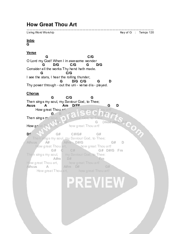 How Great Thou Art Chord Chart (Living Word Worship)