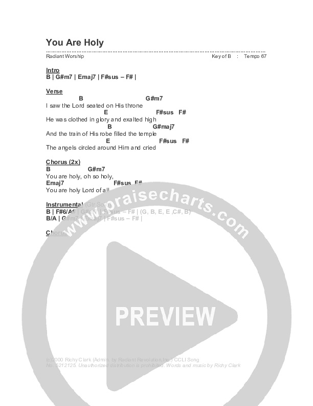 You Are Holy (Isaiah 6) Chords & Lyrics (Living Word Worship)