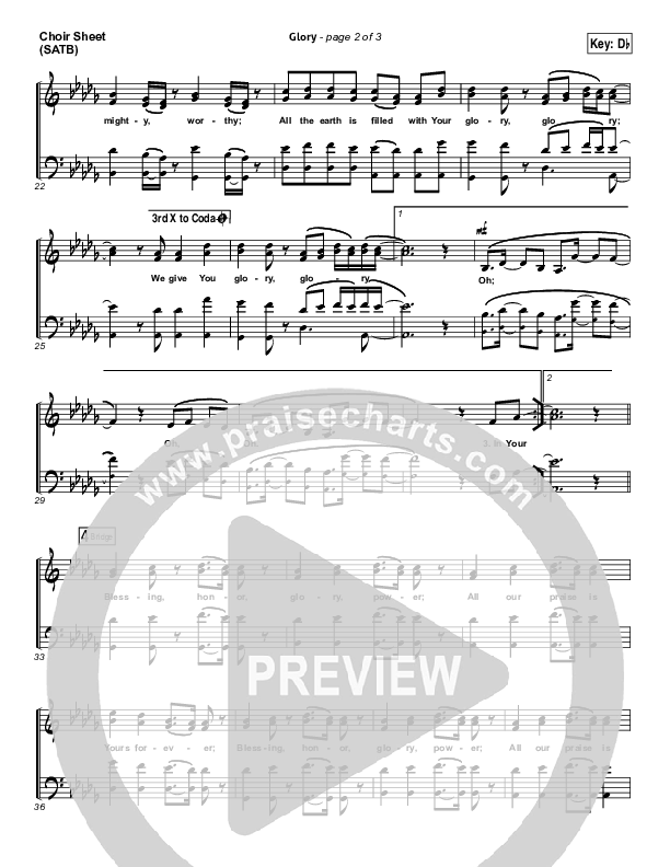 Glory Choir Sheet (SATB) (Phil Wickham)
