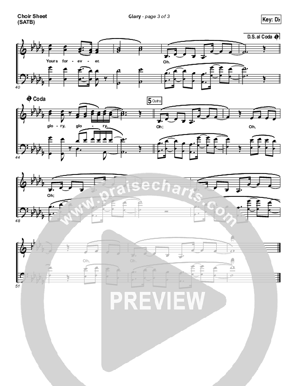 Glory Choir Sheet (SATB) (Phil Wickham)