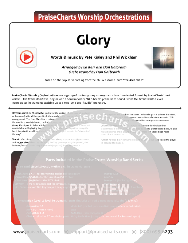 Glory Cover Sheet (Phil Wickham)
