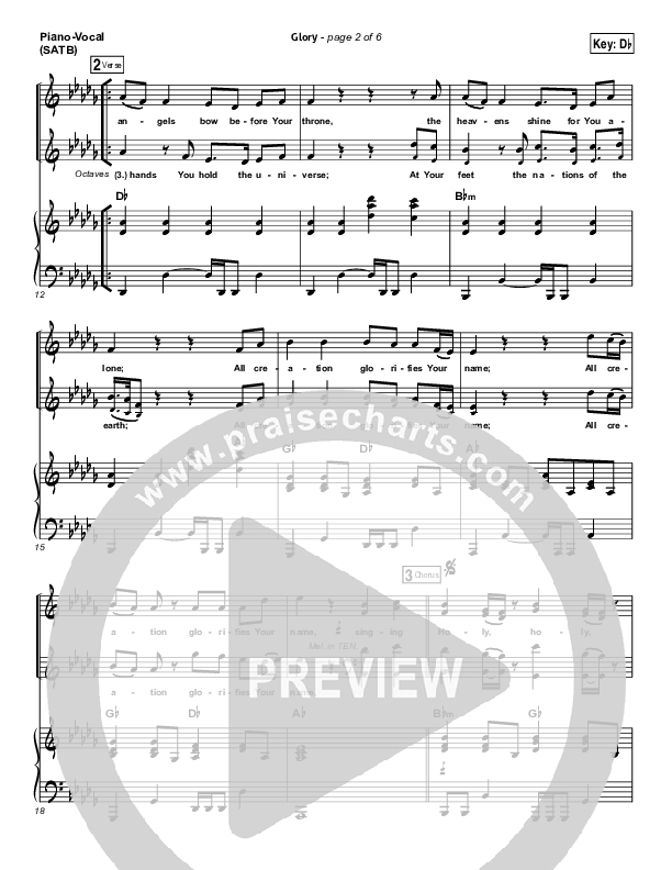 Glory Piano/Vocal (SATB) (Phil Wickham)