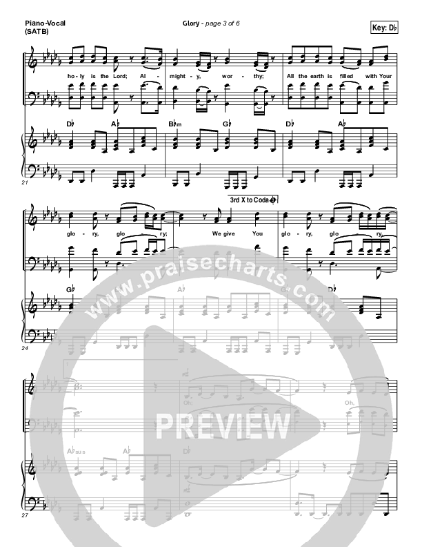 Glory Piano/Vocal (SATB) (Phil Wickham)