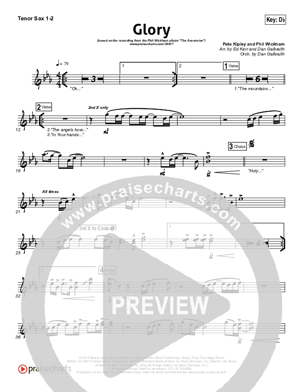 Glory Tenor Sax 1/2 (Phil Wickham)