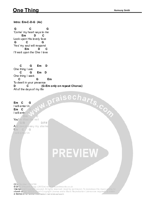One Thing Chords & Lyrics (Harmony Smith)