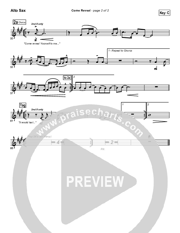 Come Reveal Alto Sax (Bethany Music / Jonathan Stockstill)