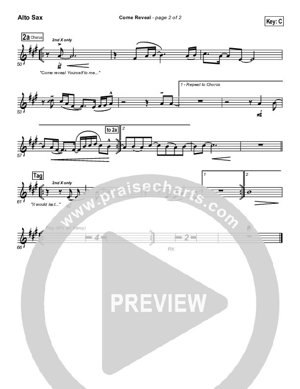 Come Reveal Alto Sax (Bethany Music / Jonathan Stockstill)