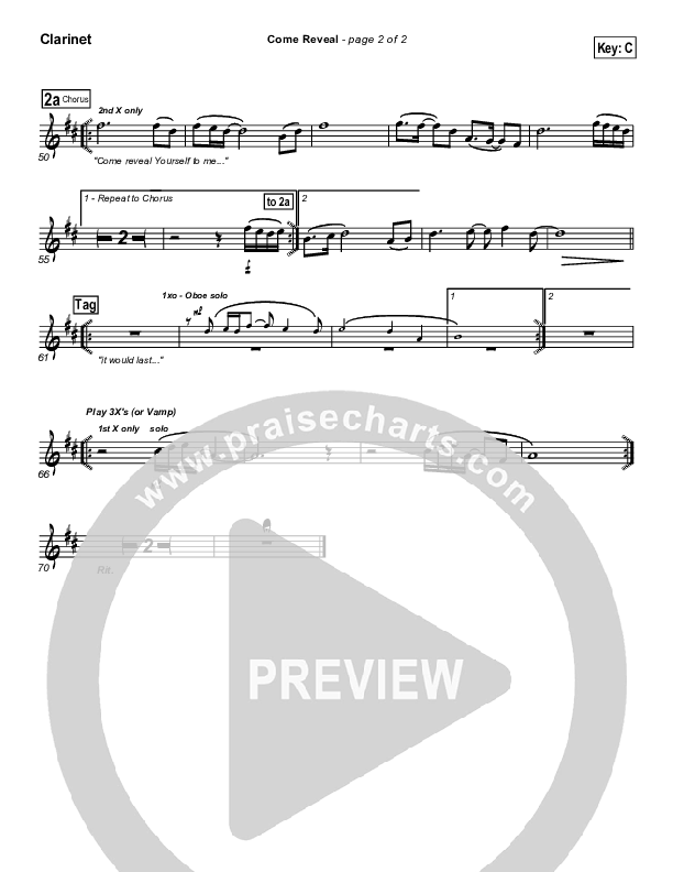 Come Reveal Clarinet (Bethany Music / Jonathan Stockstill)