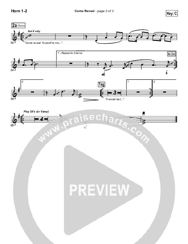 Come Reveal French Horn 1/2 (Bethany Music / Jonathan Stockstill)