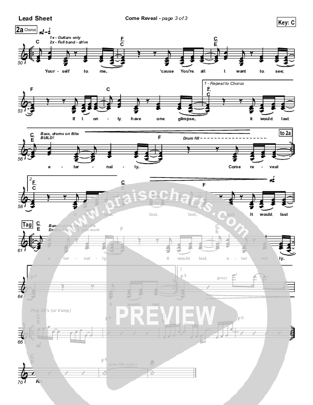 Come Reveal Lead Sheet (Bethany Music / Jonathan Stockstill)