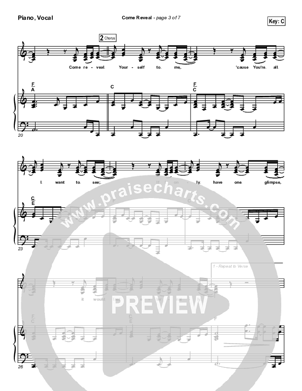 Come Reveal Lead & Piano (Bethany Music / Jonathan Stockstill)