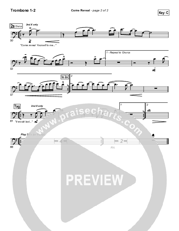 Come Reveal Trombone 1/2 (Bethany Music / Jonathan Stockstill)