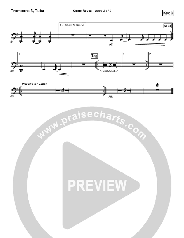 Come Reveal Trombone 3/Tuba (Bethany Music / Jonathan Stockstill)