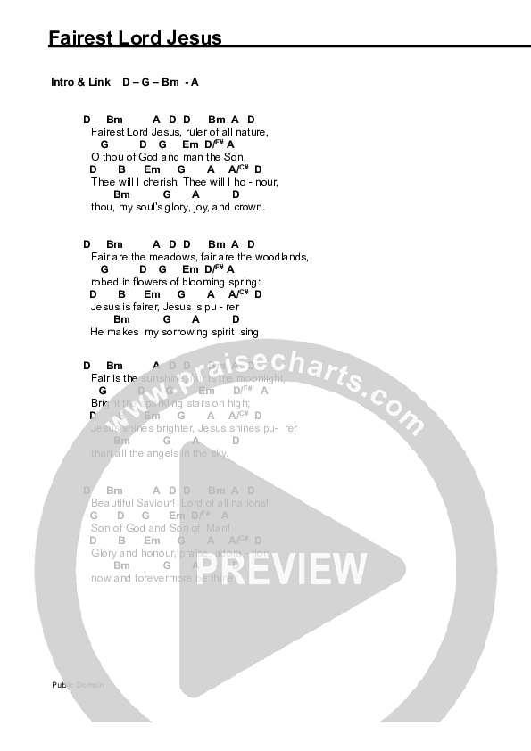 Fairest Lord Jesus Chords PDF (Harmony Smith) PraiseCharts