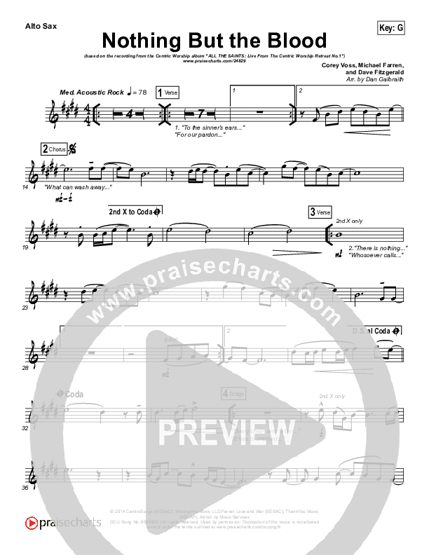 Nothing But The Blood Alto Sax (Centricity Worship / Corey Voss)