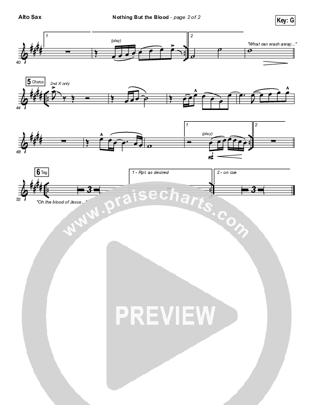 Nothing But The Blood Alto Sax (Centricity Worship / Corey Voss)