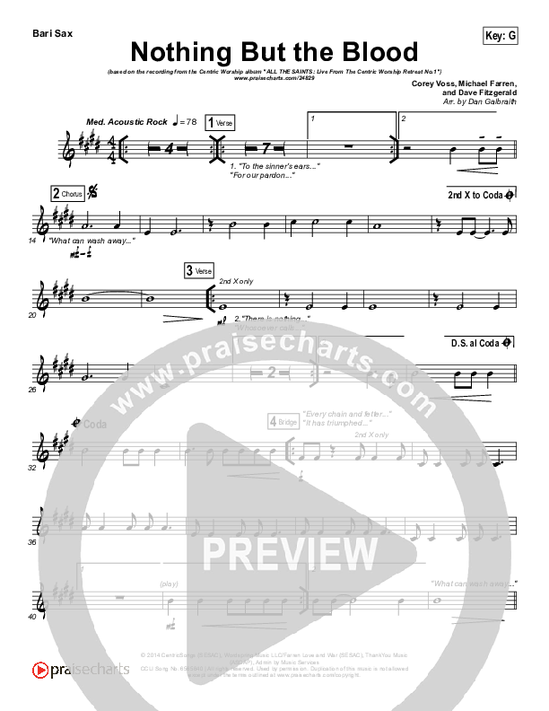 Nothing But The Blood Bari Sax (Centricity Worship / Corey Voss)