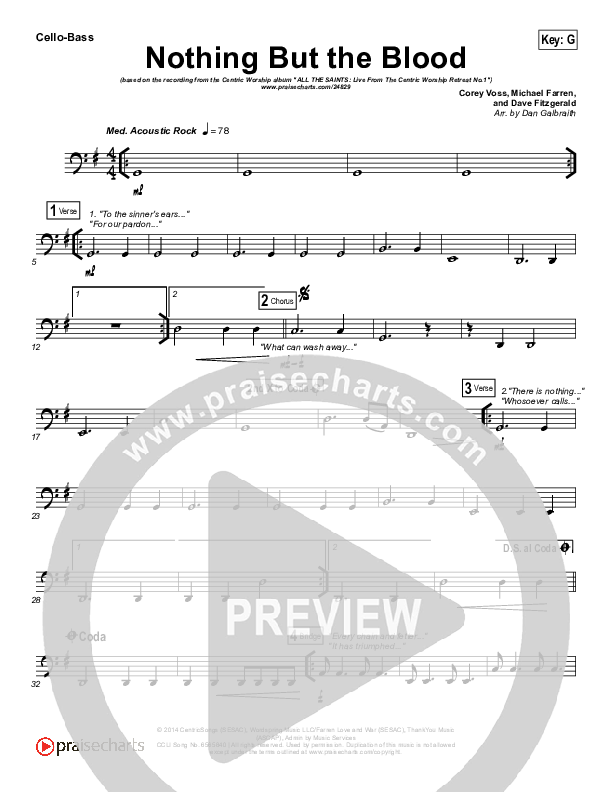 Nothing But The Blood Cello/Bass (Centricity Worship / Corey Voss)