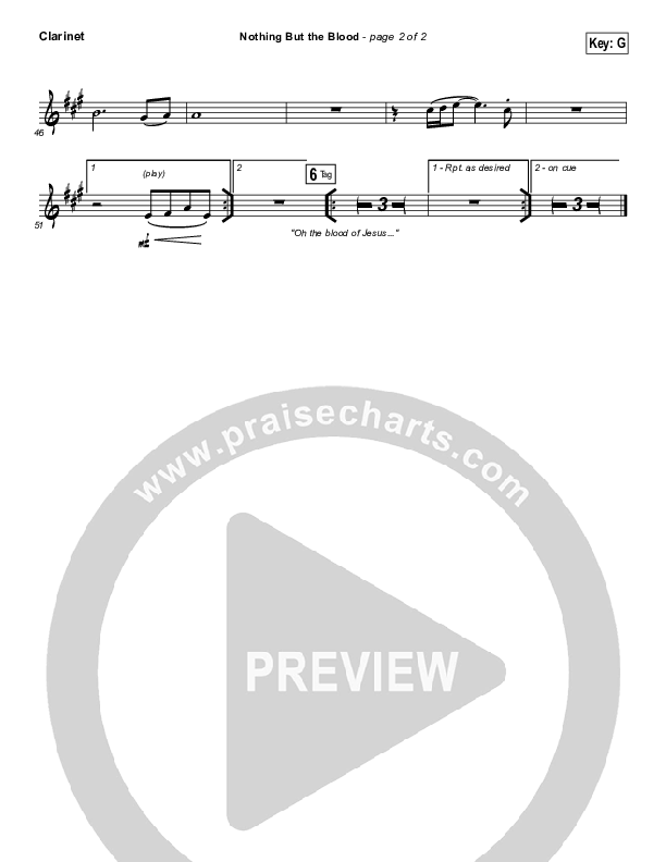 Nothing But The Blood Clarinet (Centricity Worship / Corey Voss)